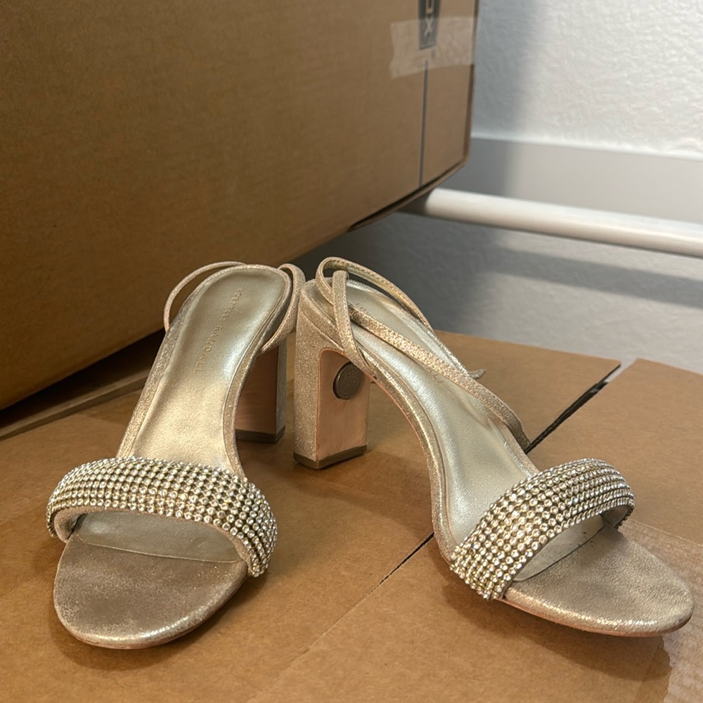 Champagne and rhinestone formal heels